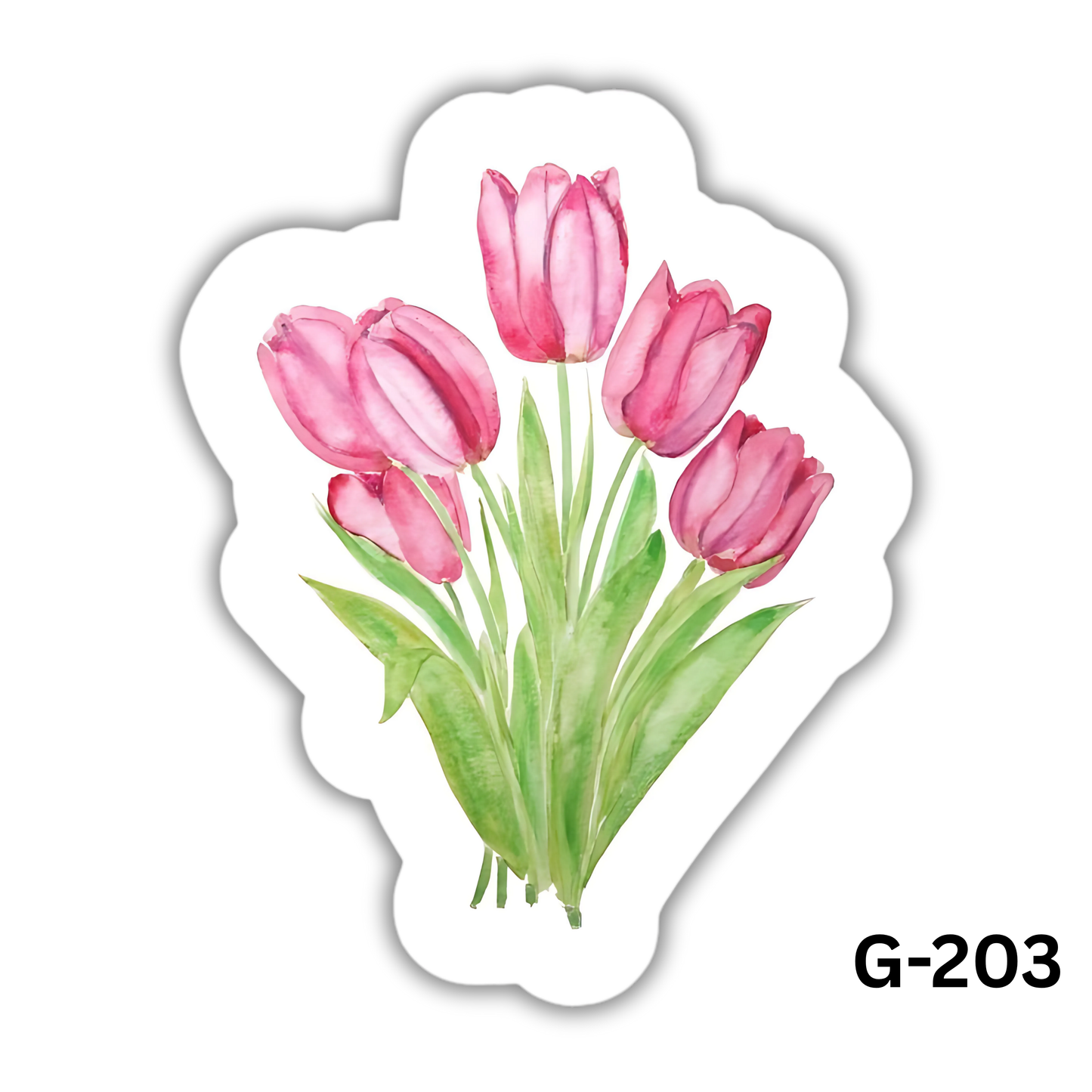 Pink Tulips Watercolor Sticker(G-203)
