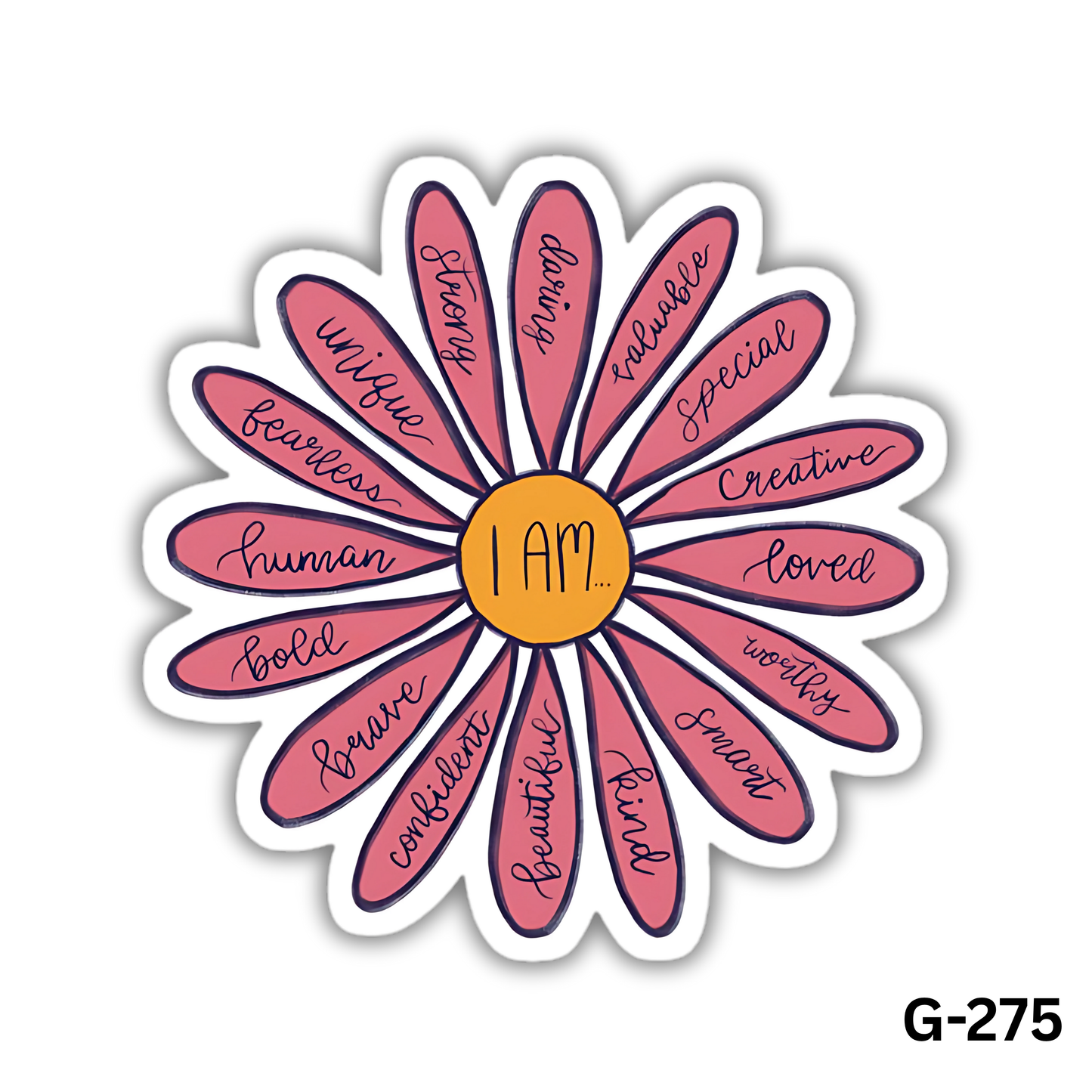 Pink Flower I AM Positive Affirmation Sticker(G-275)