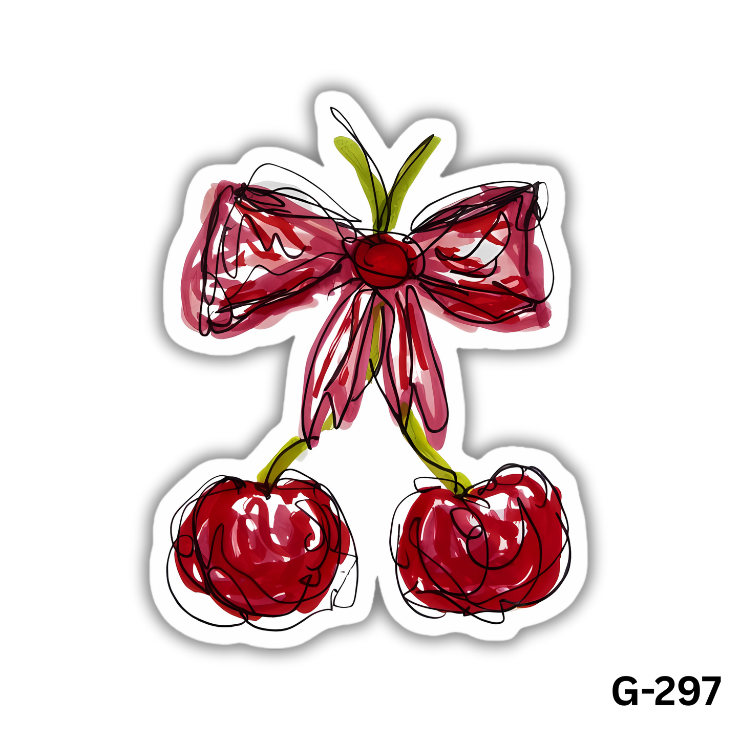 Cherry Bow Sticker (G-297)