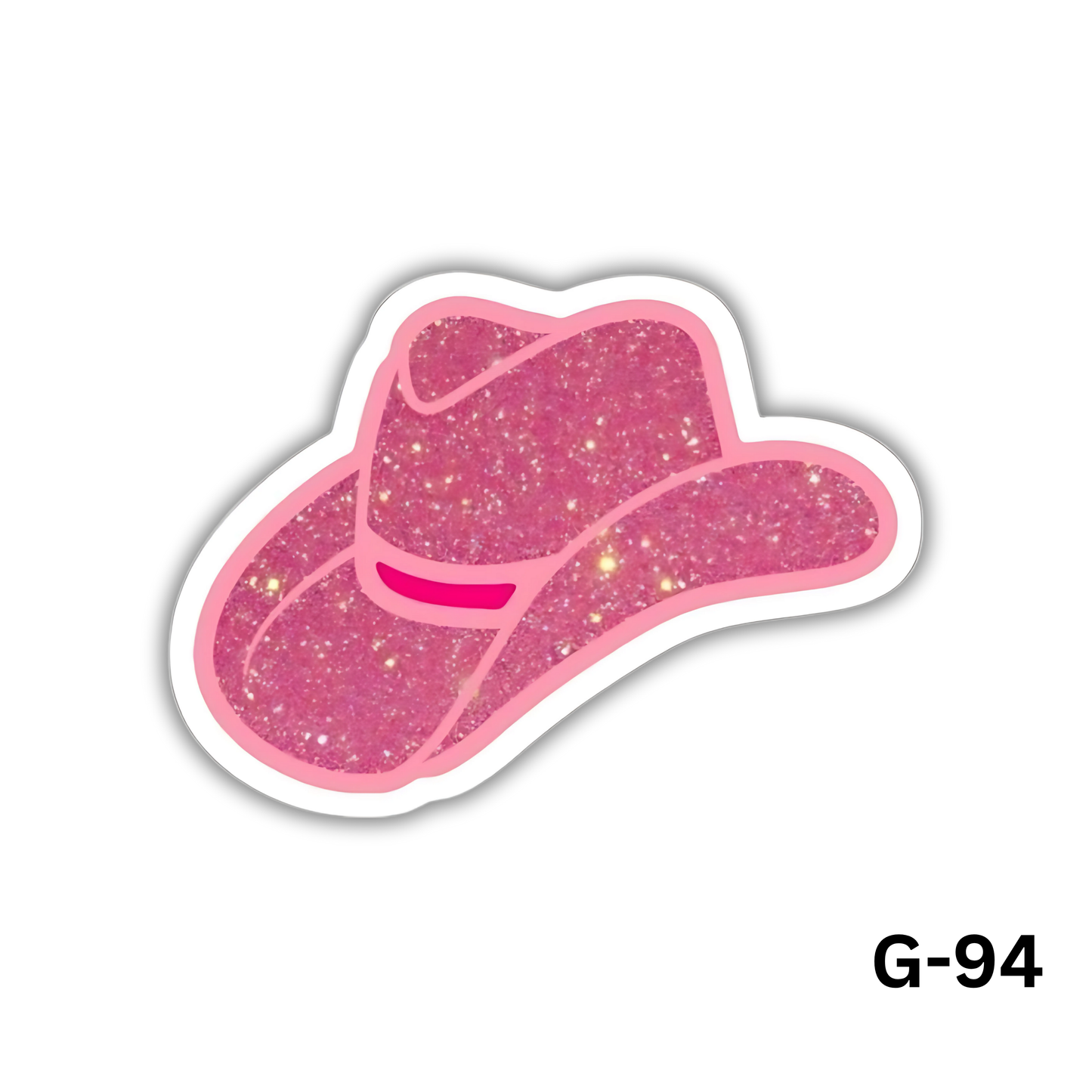 Pink Glitter Cowboy Hat Sticker(G-94)