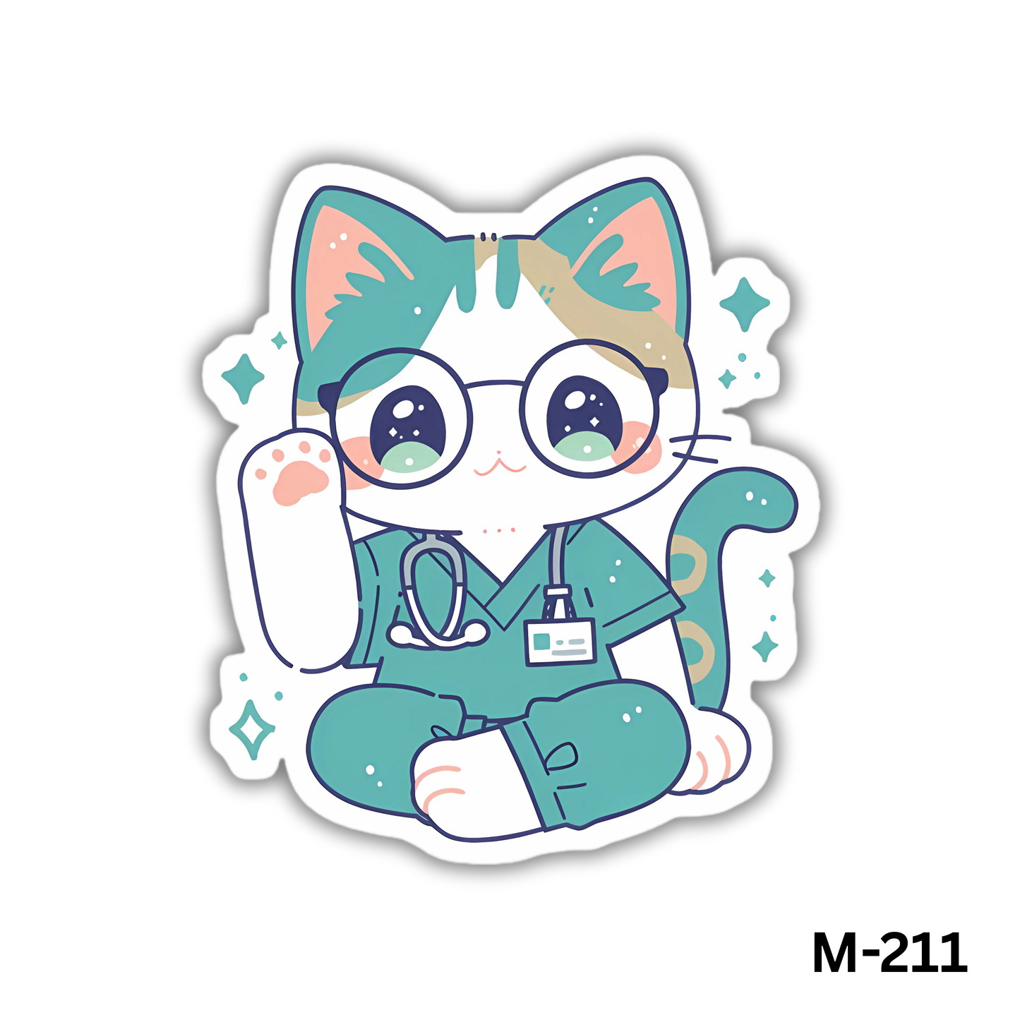 Cat in blue scrubs(M-211)