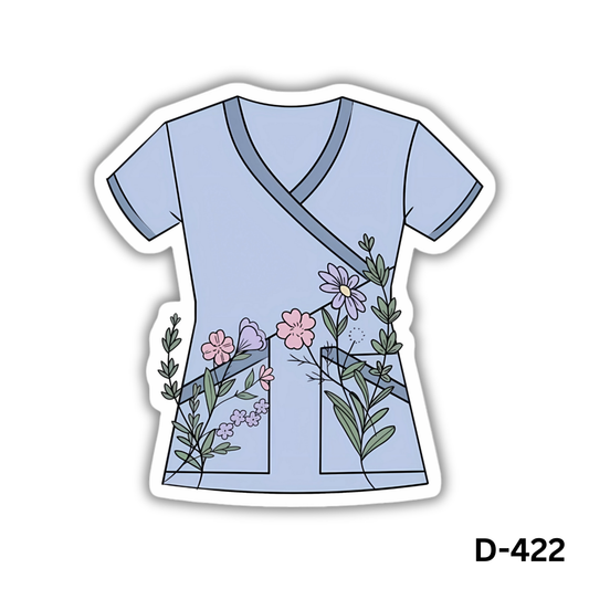 Scrub with Flowers sticker(D-422)