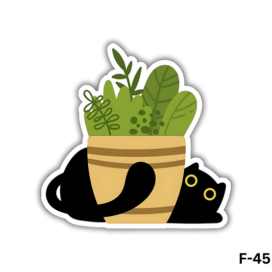 Black Cat in Hanging Basket Planter(F-45)