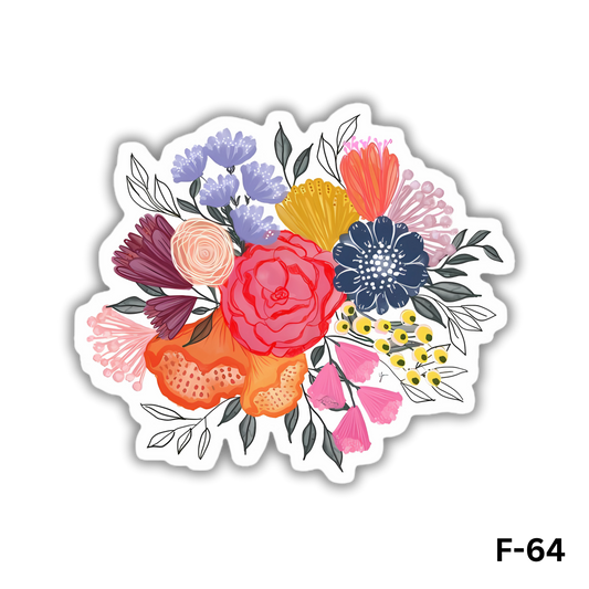 Colorful Flowers sticker(F-64)