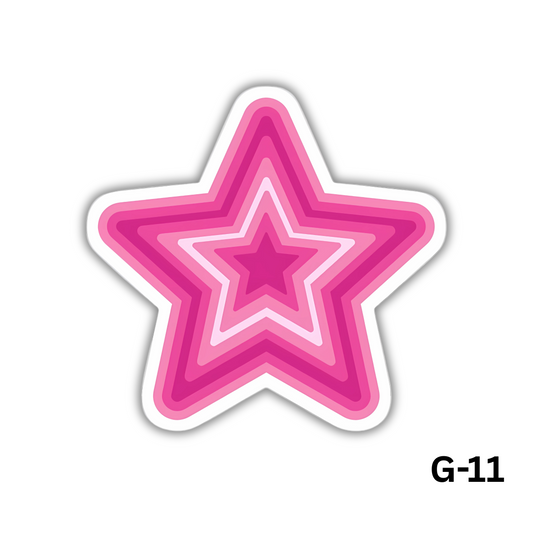 Pink Star Pattern Sticker (G-11)