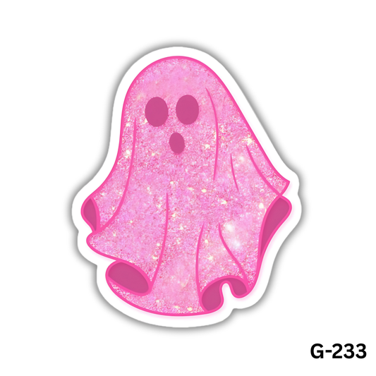 Pink Glitter Ghost Sticker (G-233)