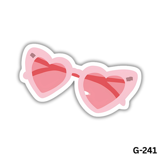 Pink Heart Sunglasses Sticker (G-241)