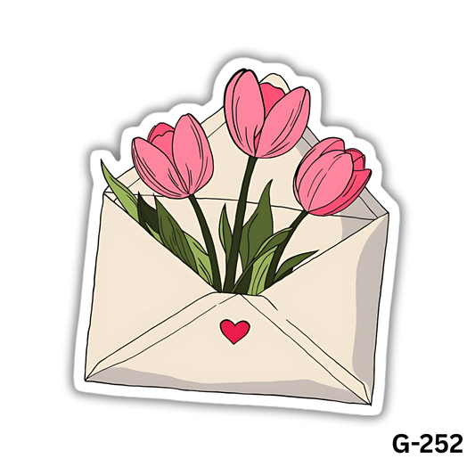 Pink Cute Tulip Sticker (G-252)