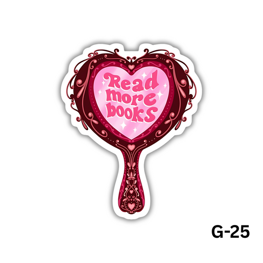 Read More Books Pink Heart Shaped Mirror Sticker(G-25)