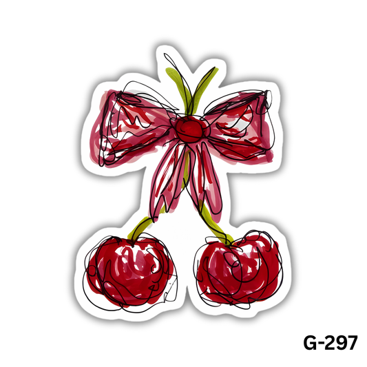 Cherry Bow Sticker (G-297)