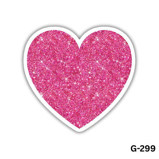 Pink Glitter Heart Sticker (G-299)