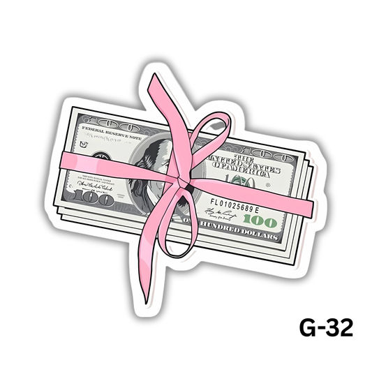 Pink Money Stack Sticker(G-32)