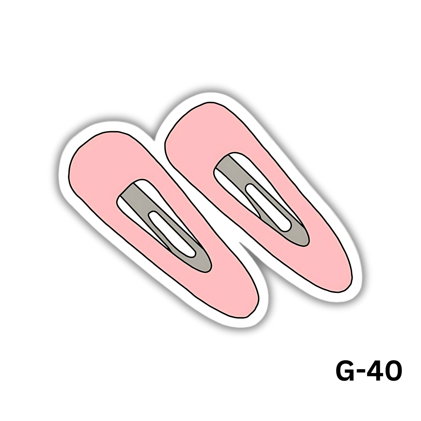 Pink Hair Clips Sticker(G-40)