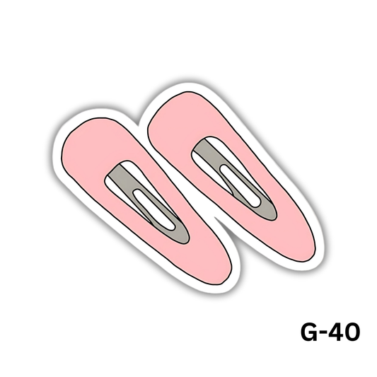 Pink Hair Clips Sticker(G-40)