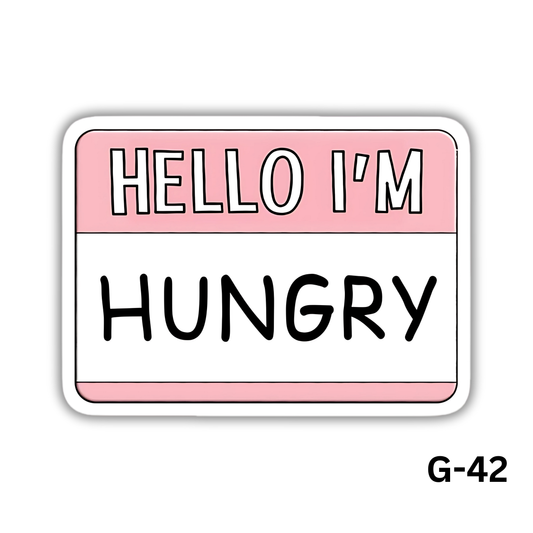Hello I'm Hungry Pink Sticker (G-42)
