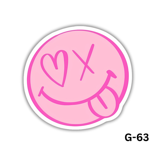 Smiley Face  Pink Sticker (G-63)