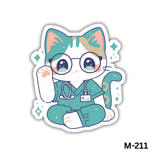 Cat in blue scrubs(M-211)