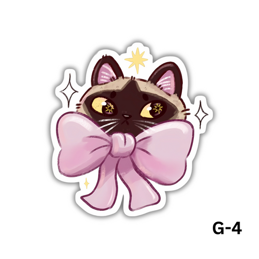 Cat with large pink bow(G-4)